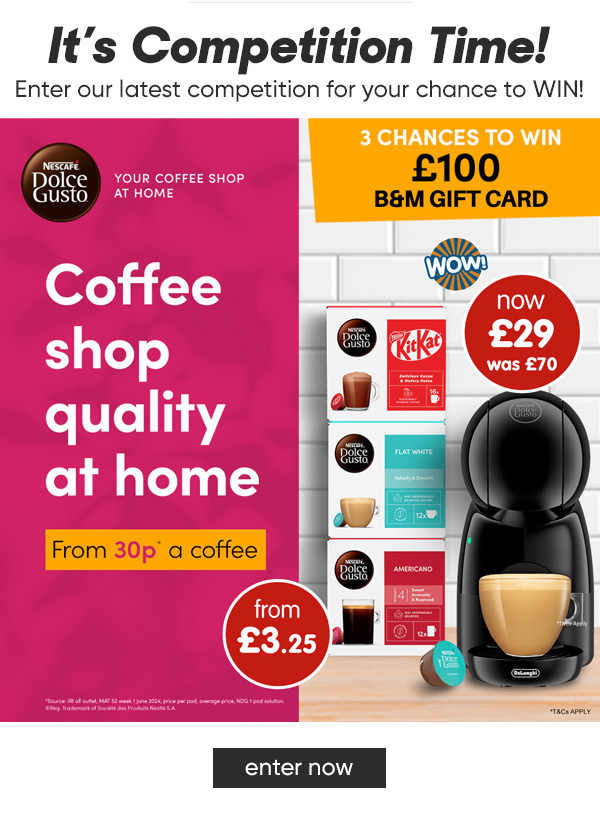 THREE Chances to WIN a £100 B&M Gift Card Courtesy of Nescafe