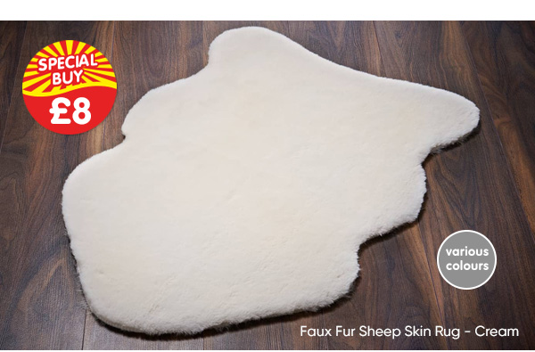 Faux Fur Sheep Skin Rug - Cream