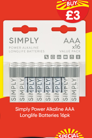 Simply Power Alkaline AAA Longlife Batteries 16pk