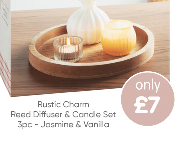 Rustic Charm Reed Diffuser & Candle Set 3pc