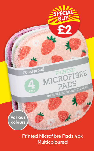 Printed Microfibre Pads 4pk - Multicoloured