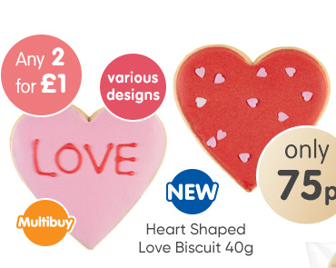 Heart Shaped Love Biscuit 40g - Various