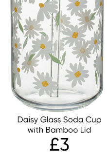 Daisy Glass Soda Cup with Bamboo Lid