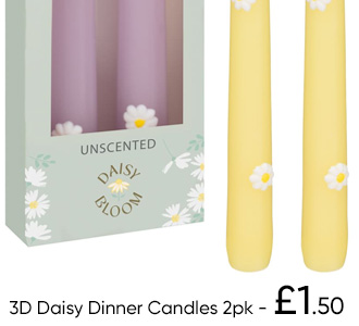 3D Daisy Dinner Candles 2pk