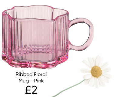 Ribbed Floral Mug - Pink