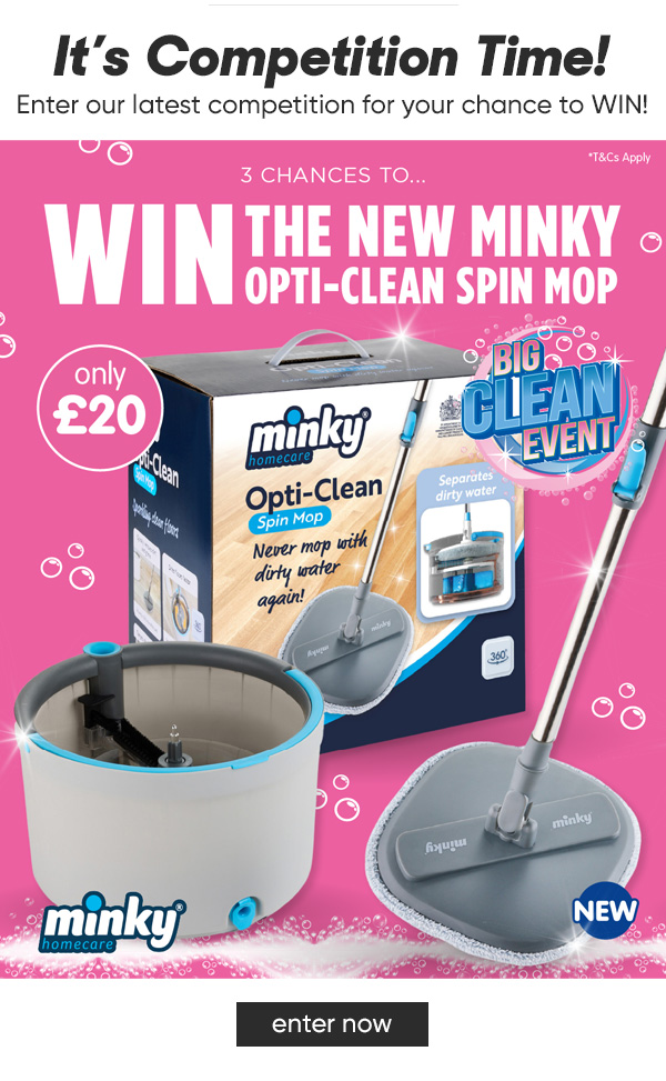 THREE Chances to WIN the New Minky Opti-Clean Spin Mop Competition