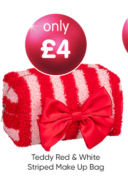 Teddy Red & White Striped Make Up Bag
