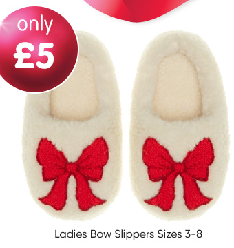 Ladies Bow Slippers Sizes 3-8