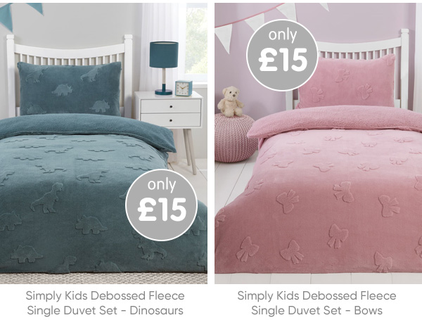 Simply Kids Debossed Fleece Single Duvet Set