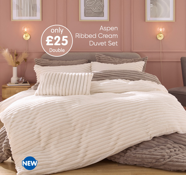 Aspen Ribbed Cream Duvet Set - Double