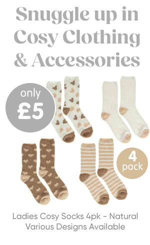 Ladies Cosy Socks 4pk - Natural