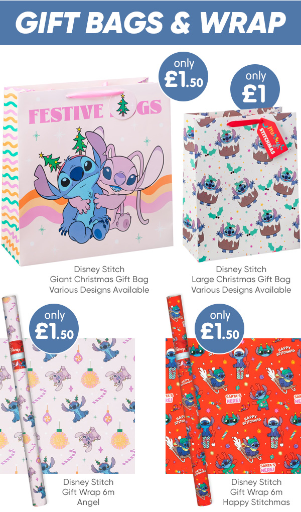 Disney Stitch Gift Bags & Wrap at B&M