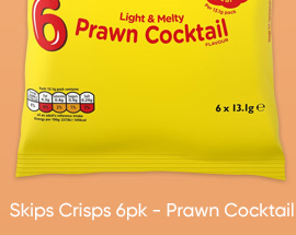 Skips Crisps 6pk - Prawn Cocktail