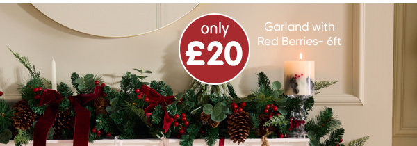 Christmas Garland with Red Berries 180cm