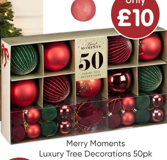 Merry Moments Luxury Tree Decorations 50pk - Red & Green