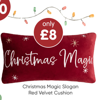 Christmas Magic Slogan Red Velvet Cushion