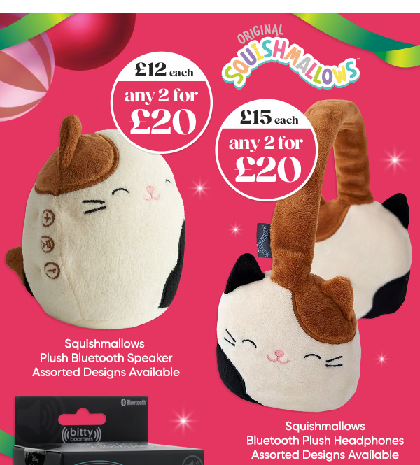 Squishmallows Plush Bluetooth Speakers & Headphones - Assorted Designs