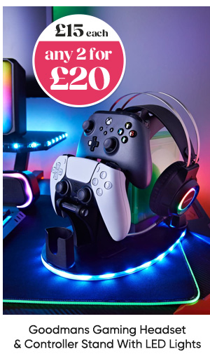 Goodmans Gaming Headset & Controller Stand With LED Lights