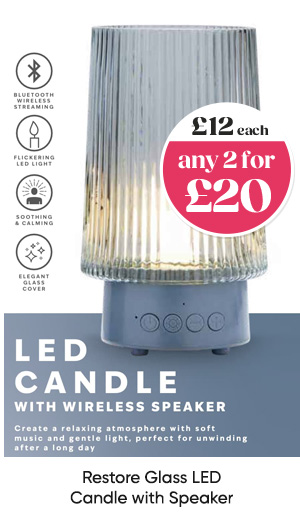 Restore Glass LED Candle with Speaker