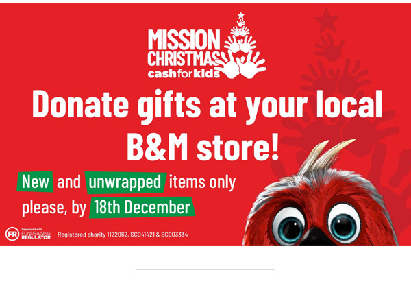 B&M's Cash for Kids Mission Christmas campaign