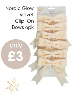 Nordic Glow Velvet Clip-On Bows 6pk - Cream