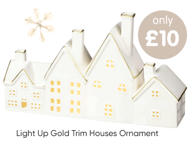 Light Up Gold Trim Houses Ornament