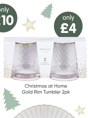 Christmas at Home Gold Rim Tumbler 2pk