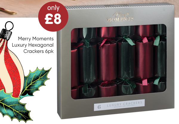 Merry Moments Luxury Hexagonal Crackers 6pk