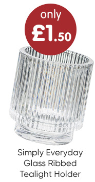 Simply Everyday Glass Ribbed Tealight Holder