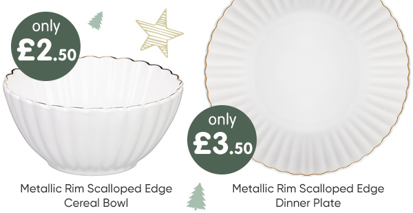 Metallic Rim Scalloped Tableware