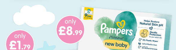 Pampers Harmonie New Baby 0% Plastic 9 x 46 Wipes