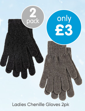 Ladies Chenille Gloves 2pk