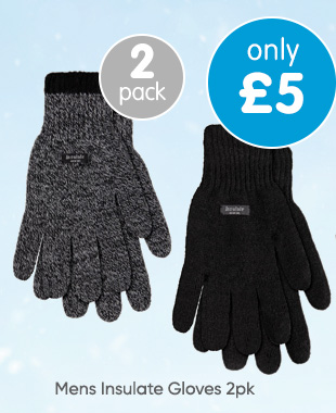 Mens Insulate Gloves 2pk