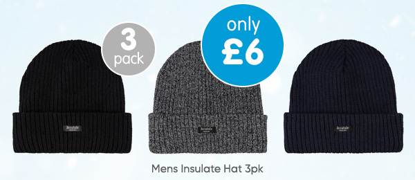 Mens Insulate Hat 3pk