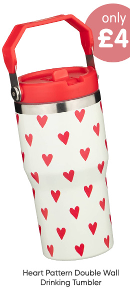 Heart Pattern Double Wall Drinking Tumbler