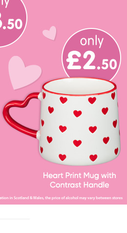 Heart Print Mug with Contrast Handle