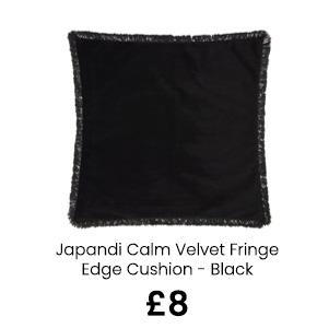 Japandi Calm Velvet Fringe Edge Cushion - Black