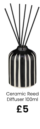 Black & White Stripe Ceramic Reed Diffuser 100ml