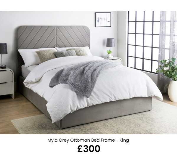 Myla Grey Ottoman Bed Frame - King