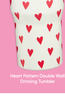 Heart Pattern Double Wall Drinking Tumbler