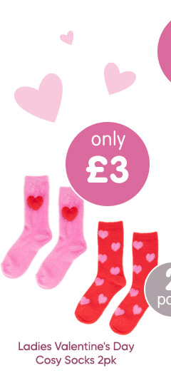 Ladies Valentine's Day Cosy Socks 2pk