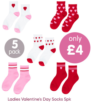 Ladies Valentine's Day Socks 5pk