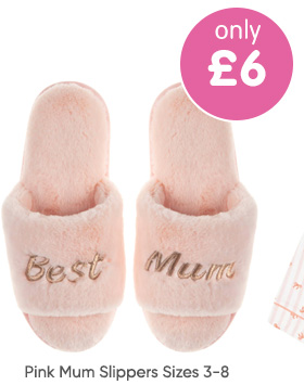 Pink Mum Slippers Sizes 3-8