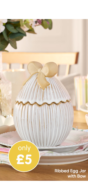 Ribbed Egg Jar with Bow