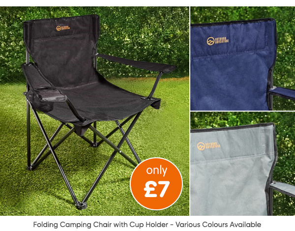 Folding Camping Chair with Cup Holder - Various Colours Available