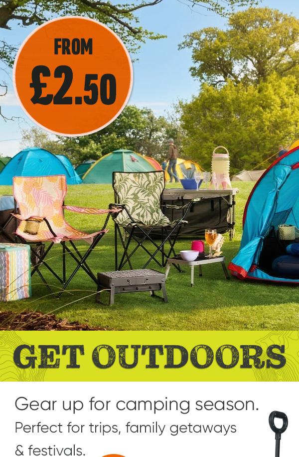 Camping & Festival Essentials at B&M