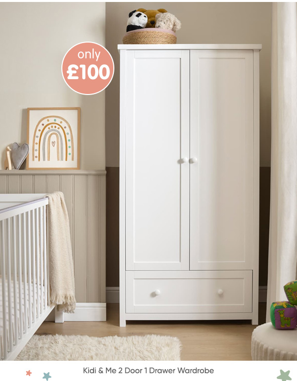 Kidi & Me 2 Door 1 Drawer Wardrobe