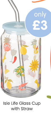 Isle Life Glass Cup with Straw