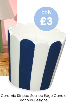 Ceramic Striped Scallop Edge Candle - Various
