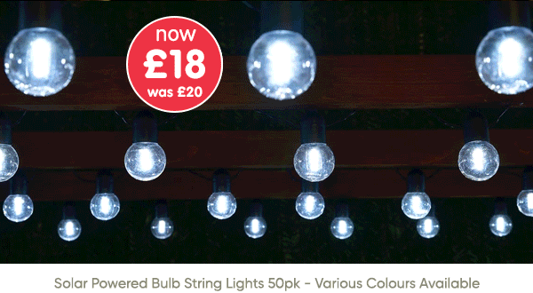 Solar Powered Bulb String Lights 50pk - Various